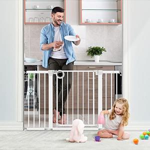 Baby Gate for Stairs/Doorways, RONBEI Baby Gate with Door 29.93â-51.5â Dog Gate for The House, Extra Wide Auto Close Safety Child Gate for Kids/Pets by RONBEI