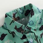 Western Baby Boy Clothes Button Down Short Sleeve Shirts Country Cowboy Dress Shirt Tops Summer Vintage Clothes (Green, 2-3 Years) from DNOMAID YZARC