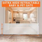Eaersan 120 inch Extra Wide Retractable Baby Gate, Adjustable Super Large Mesh Child Safety Gate,Extra Long Pet Gates for Dog for Large Opening, Doorway, Stairs,Indoor/Outdoor etc(White) by Eaersan