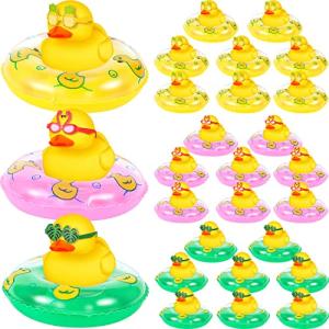 24 Pcs Summer Hawaii Beach Rubber Duckies Float Bathtub Ducky Swimming Pool Toys Summer Theme Novelty Funny Squeeze Ducks for Kids Birthday Party Favors Prize Rewards Baby Shower Bath Toys Decoration by Deekin