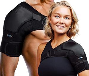 ZENKEYZ Copper Compression Recovery Shoulder Brace For Men & Women, Shoulder Immobilizer for Torn Rotator Cuff, Tendonitis, Dislocation, Pain, Shoulder Sleeve Support (Black, Small/Medium) by ZENKEYZ