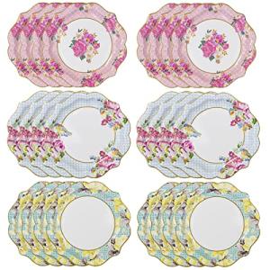 Talking Tables Pretty Vintage Floral Paper Plates Afternoon Tea Mothers Days Table Party Decorations for Birthday Baby Shower, Wedding and Anniversary, Pastel Pink, 8.5" Pack of 24 by Talking Tables