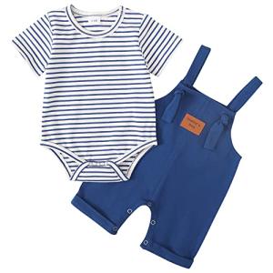 nilikastta Newborn Baby Boy Clothes Outfit Set,0-18 Months Summer Short Sleeve Romper Bodysuit Overall Infant Boys Clothing (Dark Blue,3-6 Months) from nilikastta