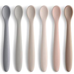 Silicone Baby Feeding Spoons, First Stage Baby Infant Spoons, Soft-Tip Easy on Gums I Baby Training Spoon Self Feeding | Baby Utensils Feeding Supplies, Dishwasher & Boil-proof, 6 Pack from NETANY
