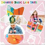 Toddler Girl Toys Busy Board Pink - Birthday Gifts 2 Year Old Girls 1-3 Autism Kids Sensory Airplane Travel Essentials Quiet Books 2-4 Montessori Activity Plane Car Ride Trip Autistic Children Develop by Nangong Jingda Felt Products Co., Ltd