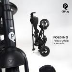 QPlay Rito Toddler Tricycle with 3-Stages - Premium Push Trike Featuring Easy Storage & Transportability, Safety Harness, Adjustable Canopy & Parent Handle (Ages 1-5, Black) by Q-Play