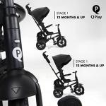 QPlay Rito Toddler Tricycle with 3-Stages - Premium Push Trike Featuring Easy Storage & Transportability, Safety Harness, Adjustable Canopy & Parent Handle (Ages 1-5, Black) by Q-Play