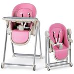 Baby High Chair for Babies and Toddlers Foldable Children's Feeding Chairs Adjustable Food Eating Seat Highchairs for Baby Girl Boy with Reclining Backrest and Footrest, Removable Tray (Pink) from cynebaby