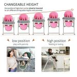 Baby High Chair for Babies and Toddlers Foldable Children's Feeding Chairs Adjustable Food Eating Seat Highchairs for Baby Girl Boy with Reclining Backrest and Footrest, Removable Tray (Pink) from cynebaby