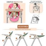 Baby High Chair for Babies and Toddlers Foldable Children's Feeding Chairs Adjustable Food Eating Seat Highchairs for Baby Girl Boy with Reclining Backrest and Footrest, Removable Tray (Pink) from cynebaby