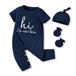 HINTINA Preemie Premature Baby Boy Romper Coming Home Outfits Hi I'm New Here Jumpsuit Summer Clothes Set Premie by 