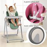 Baby High Chair for Babies and Toddlers Foldable Children's Feeding Chairs Adjustable Food Eating Seat Highchairs for Baby Girl Boy with Reclining Backrest and Footrest, Removable Tray (Pink) from cynebaby