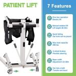 Electric Patient Lift Transfer Chair,Foldable Patient Lift for Home Use Seniors,Car Transfer Aid Chair,Shower Wheelchair,Patient Lift Aid for Disabled,Transport Chair Max Load 290lbs by AUVKMUY