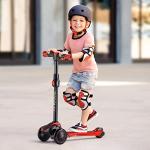 TONBUX Kids Scooter for Age 3-12, Toddler Scooter with 4 Adjustable Heights, Light Up 3-Wheels Scooter, Shock Absorption Design, Lean to Steer, Balance Training Scooter for Kids Red by TONBUX