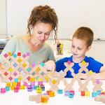 Agirlgle Wooden Rainbow Building Blocks Cube Gem Stacking Blocks Toy - Colorful Montessori Rainbow Stacker Toy Elegant Wood Rainbow Cube Blocks- Acrylic Blocks Educational Toys for Toddlers- 80Pcs from Agirlgle