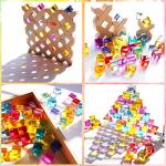 Agirlgle Wooden Rainbow Building Blocks Cube Gem Stacking Blocks Toy - Colorful Montessori Rainbow Stacker Toy Elegant Wood Rainbow Cube Blocks- Acrylic Blocks Educational Toys for Toddlers- 80Pcs from Agirlgle