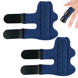 LUTER 2pcs Trigger Finger Splints, Finger Brace Protectors Finger Support Straightener for Injured Broken Strained Finger Protection for Middle, Index, Pinky Fingers (Dark Blue) by LUTER