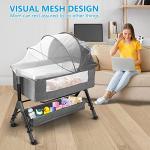 Obleba Bedside Bassinet for Baby, Bedside Crib with Wheels, Easy to Assemble Bassinet for Newborn/Infant, Adjustable Bedside Sleeper, Adjustable Heights(Grey) by Dongguan Yixin E-commerce Co., LTD