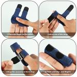LUTER 2pcs Trigger Finger Splints, Finger Brace Protectors Finger Support Straightener for Injured Broken Strained Finger Protection for Middle, Index, Pinky Fingers (Dark Blue) by LUTER