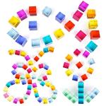 Agirlgle Wooden Rainbow Building Blocks Cube Gem Stacking Blocks Toy - Colorful Montessori Rainbow Stacker Toy Elegant Wood Rainbow Cube Blocks- Acrylic Blocks Educational Toys for Toddlers- 80Pcs from Agirlgle