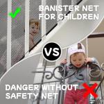Banister Guard for Baby,10ft x 3ft, Baby Safety Stairs Rail Net Provides Your Baby with a Environment, Baby Safety Net Balcony Banister Stair Net Fit for Child, Small pet, Toy - Black by Gulissa