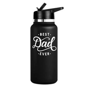 OTTIO Best Dad Ever Water Bottle, Gifts for from Daughter - 32oz Insulated Bottle Men, Tumbler Christmas Son, Father Day Gift & Birthday New Dad, Black by OTTIO