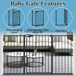 WAOWAO 36.22" Extra Tall Wide Pressure Mounted Baby Gate Triple Lock Walk Through Swing Auto Close Safety Black Metal Toddler Kids Child Dog Pet Puppy Cat for Indoor Stairs,Doorways 25.59"-81.49" inch by WAOWAO