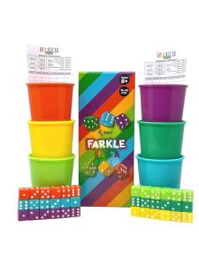 Regal Games - Farkle Fiesta - Fun Family-Friendly Dice Game - Includes 6 Multi-Colored Cups, 6 Sets of Colorful Dice, 20 Scorecards - Ultimate Party Game - Ages 8+ from Regal Games