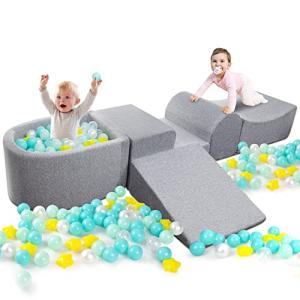 Auksay Climbing Toys for Toddlers,Soft Foam Climbing Blocks for Toddlers,Baby Toddler Climbing Toys Indoor for Crawling and Sliding,Kids Nugget Couch Play Equipment with Foam Ball Pit(Balls not Incl) by Auksay