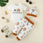 Newborn Boy Clothes Baby Coming Home Outfits Going Home Outfit Animal Hi I'm New Here Bodysuit (White, 0-3 Months) by 