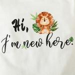 Newborn Boy Clothes Baby Coming Home Outfits Going Home Outfit Animal Hi I'm New Here Bodysuit (White, 0-3 Months) by 