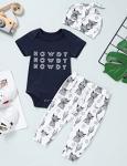 bilison Western Newborn Baby Boy Clothes Summer Infant Cowboy Outfit Cow Print Romper+Pants+Hat 3pcs Set by 