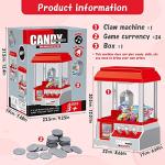 ZAAHH Mini Claw Machine for Kids, Red Candy Grabber Machine with 24 Game Coins Electronic Prize Toys, Dispenser Creative Claw Machine Arcade Game for Party Game Boys Girls Birthday Gift from ZAAHH