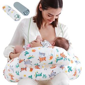 Famelof Nursing Pillow with Two Removable Covers,Nursing Support for Mom and Baby,for Bottle Feeding,Cotton Nursing Pillow Covers, by Famelof