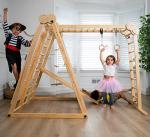 Avenlur Chestnut - The Ultimate Indoor 7-in-1 Playset and Foldable Jungle Gym for Kids Aged 2-8 with Slide, Rock Climb Wall, Climbing Ladder, Rope Net, Monkey Bars, Swing, and Ninja Ring - USA Company from Avenlur