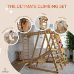 Avenlur Chestnut - The Ultimate Indoor 7-in-1 Playset and Foldable Jungle Gym for Kids Aged 2-8 with Slide, Rock Climb Wall, Climbing Ladder, Rope Net, Monkey Bars, Swing, and Ninja Ring - USA Company from Avenlur