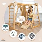 Avenlur Chestnut - The Ultimate Indoor 7-in-1 Playset and Foldable Jungle Gym for Kids Aged 2-8 with Slide, Rock Climb Wall, Climbing Ladder, Rope Net, Monkey Bars, Swing, and Ninja Ring - USA Company from Avenlur