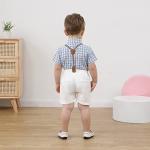 CARETOO Toddler Baby Boy Clothes Suits, Infant Boy Short Shirt+ Suspender Pants Outfit Sets Gentleman Wedding Suit 1-5 Years(Blue,12-18Months) by 
