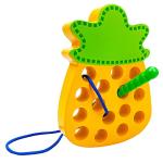 SGVV90 Wooden Watermelon Lacing Threading Weaving Worm Toy, Fun Learning Toy Travel Size Fine Motor Skill Montessori Early Learning Educational Toy Gift for Toddler Baby Kids (Pineapple) from Vivipet