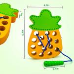 SGVV90 Wooden Watermelon Lacing Threading Weaving Worm Toy, Fun Learning Toy Travel Size Fine Motor Skill Montessori Early Learning Educational Toy Gift for Toddler Baby Kids (Pineapple) from Vivipet