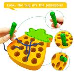 SGVV90 Wooden Watermelon Lacing Threading Weaving Worm Toy, Fun Learning Toy Travel Size Fine Motor Skill Montessori Early Learning Educational Toy Gift for Toddler Baby Kids (Pineapple) from Vivipet