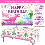 199 Pcs Dinosaur Party Supplies Girl, Hombae Pink Dinosaur Birthday Decorations Backdrop Balloon Garland Artificial Leaves Tablecloth Cake Topper Plate Napkin Cup Straw Knife Spoon Fork Pink by Hombae Ltd.
