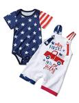 4th Of July Baby Boy Outfits 0-3 Months Newborn Boy My First 4th Of July Outfit Work Clothes Romper+ Stars And Stripes Short-Sleeved T-Shirt 2pcs Sets by 