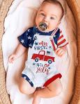 4th Of July Baby Boy Outfits 0-3 Months Newborn Boy My First 4th Of July Outfit Work Clothes Romper+ Stars And Stripes Short-Sleeved T-Shirt 2pcs Sets by 