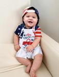 4th Of July Baby Boy Outfits 0-3 Months Newborn Boy My First 4th Of July Outfit Work Clothes Romper+ Stars And Stripes Short-Sleeved T-Shirt 2pcs Sets by 