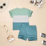 DOMOABEI 24 Month Boy Clothes Toddler Boy Summer Outfits Short Sleeve Patchwork T-Shirt Pocket Pant Boy Clothes Set Summer Clothes Boys Set Light Blue 2-3T by 