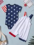 4th Of July Baby Boy Outfits 0-3 Months Newborn Boy My First 4th Of July Outfit Work Clothes Romper+ Stars And Stripes Short-Sleeved T-Shirt 2pcs Sets by 