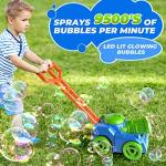 Bubble Lawn Mower for Toddlers, Automatic Bubble Mower â Includes Bubble Solution, Bubble Wand, Kids Bubble Machine w/Light, Baby Push Toy, Birthday Gifts, Outdoor Toys â Blue Bubble Blower by Pupu Pig