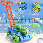 Bubble Lawn Mower for Toddlers, Automatic Bubble Mower â Includes Bubble Solution, Bubble Wand, Kids Bubble Machine w/Light, Baby Push Toy, Birthday Gifts, Outdoor Toys â Blue Bubble Blower by Pupu Pig