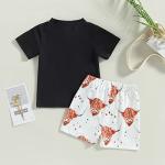Toddler Baby Boy Summer Outfits Cow Letter Print Short Sleeve Top and Shorts Western Boho Baby Boy Clothes Set (A-Western, 12-18 Months) by WZTYYDS